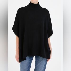 Allude 70% Virgin Wool 30% Cashmere Brown Funnel-Neck Poncho Size: Large.